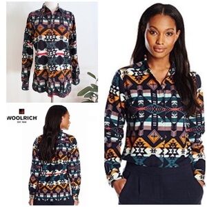 EUC Woolrich Aztec Geometric Shapes Southwestern Soft Flannel Buttondown Shirt M